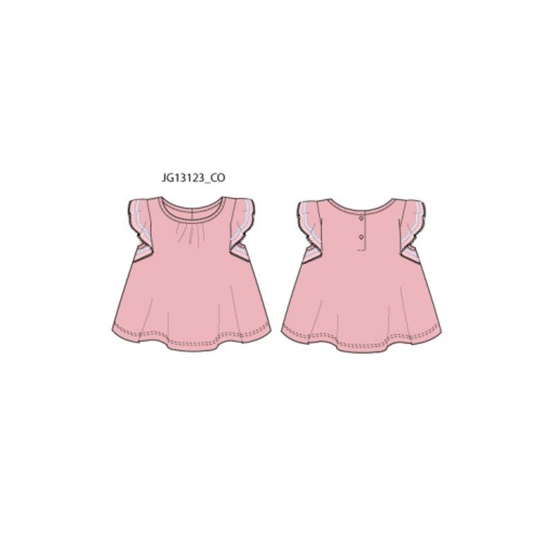 Janie and Jack - Girls K Pnk Flttr Slv Short Sleeve Top Sm1