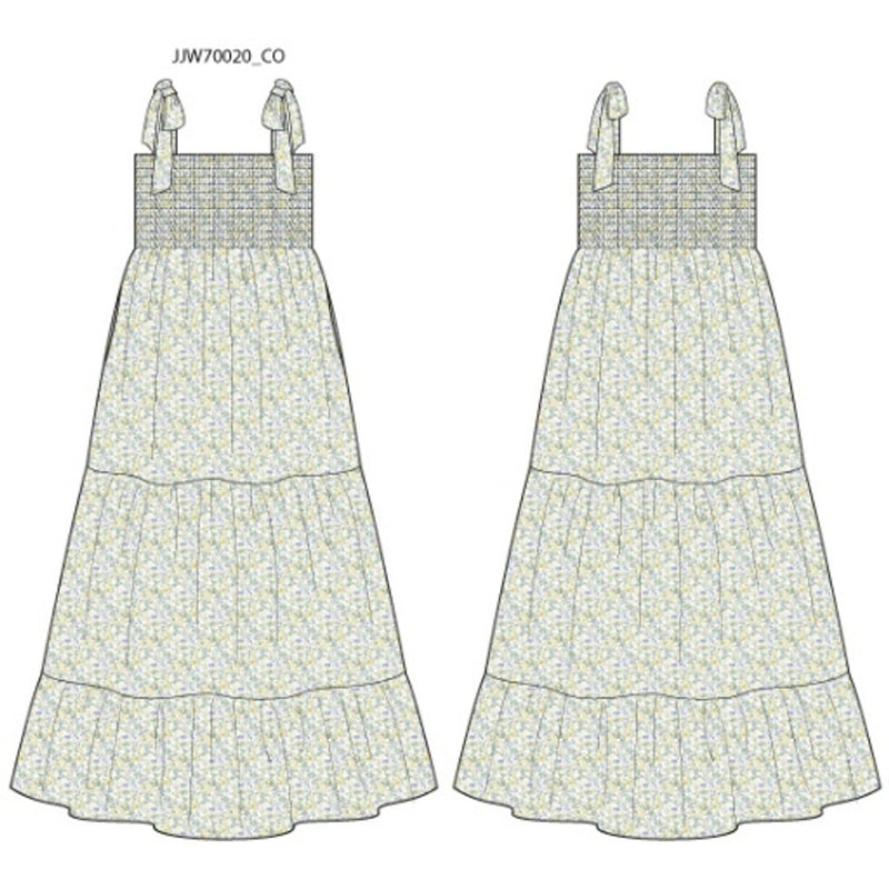 Janie and Jack - Girls with X Blue Ditsy Smck Adult Dress E2