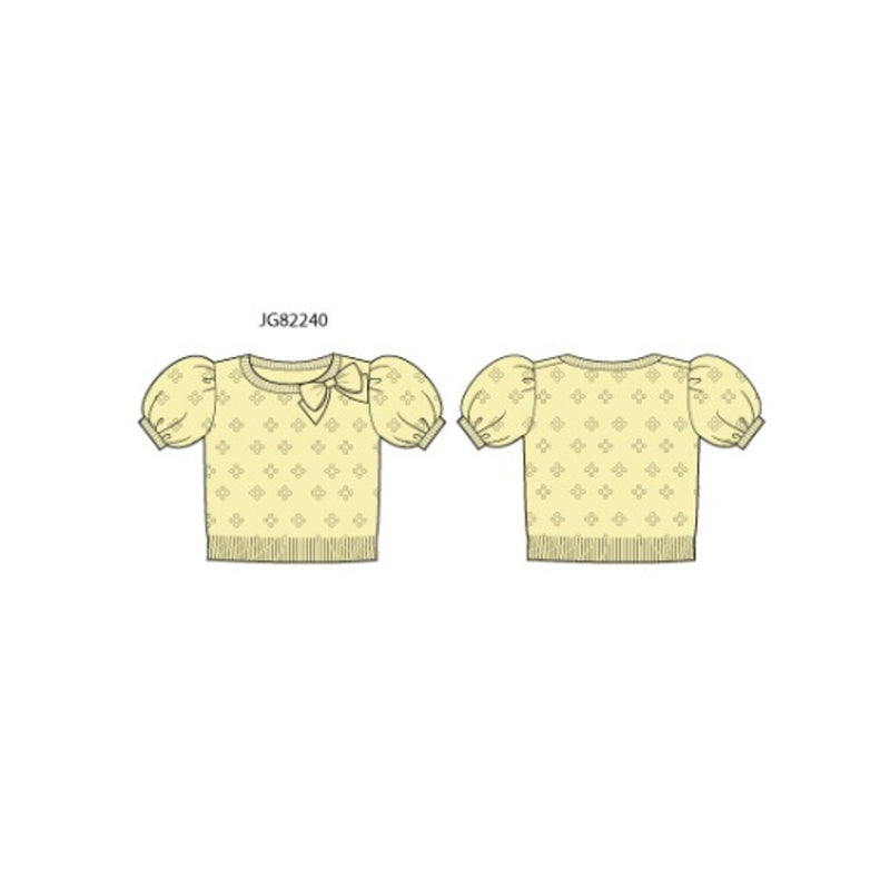 Janie and Jack - Girls S Yllw Bow Short Sleeve Swtr Top E2