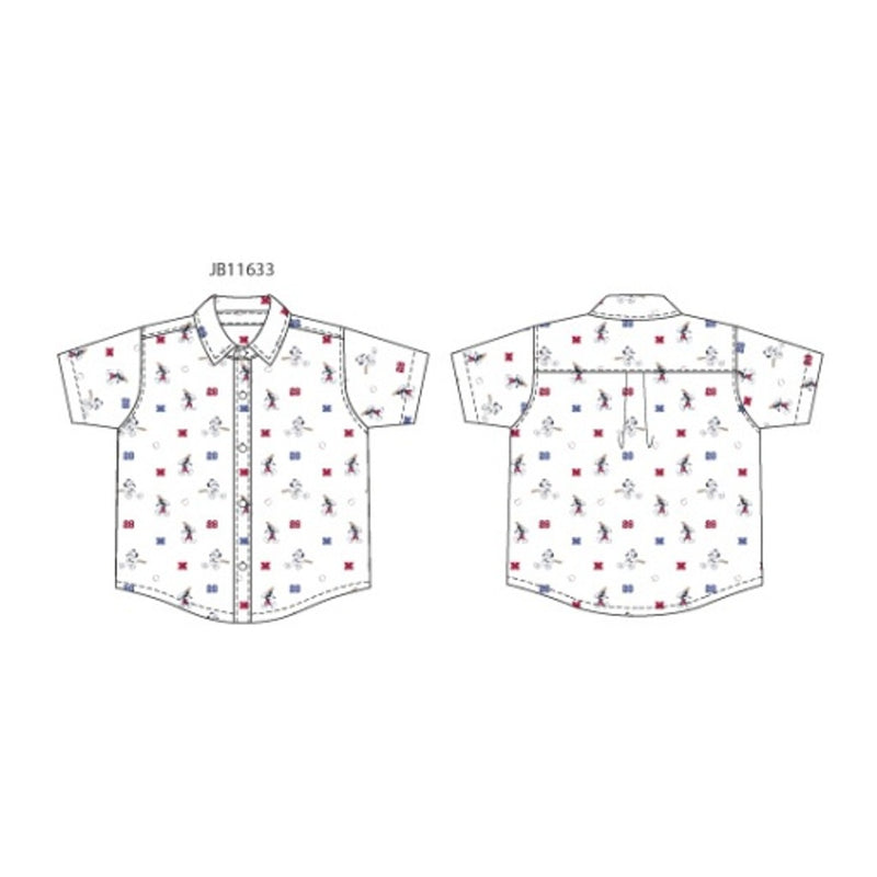 Janie and Jack - Boys with Short Sleeve White Mickey Aop Poplin Shirt Disney