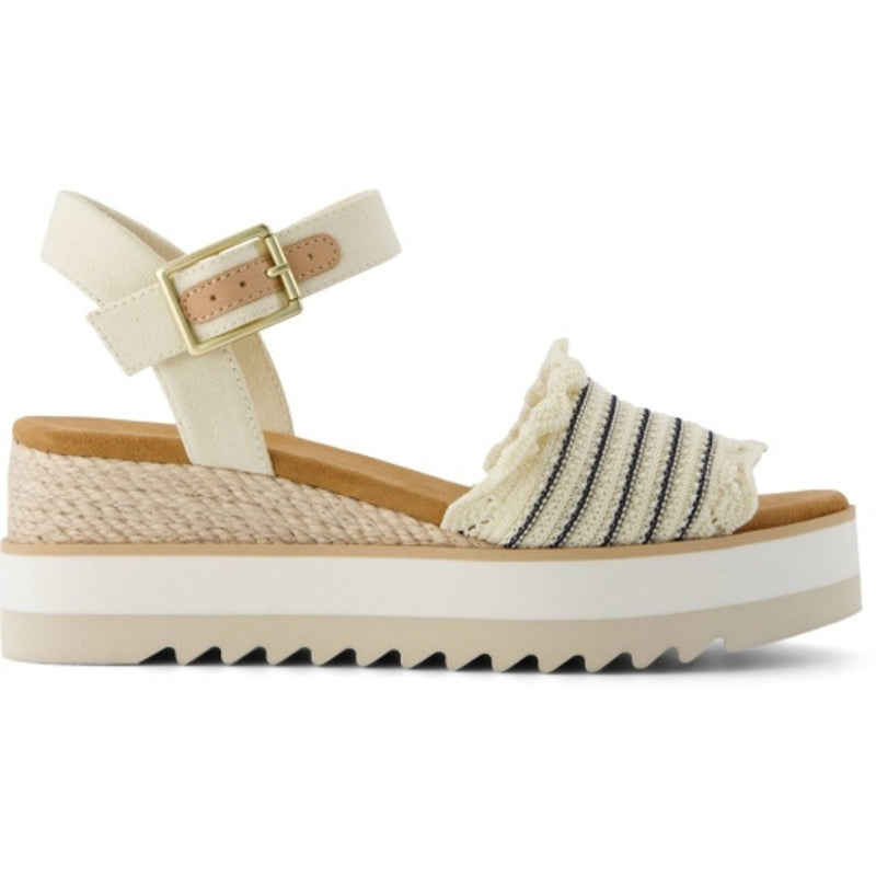 TOMS - Womens Diana Sandal - Ivory Cream Engineered Ruffle Stripe