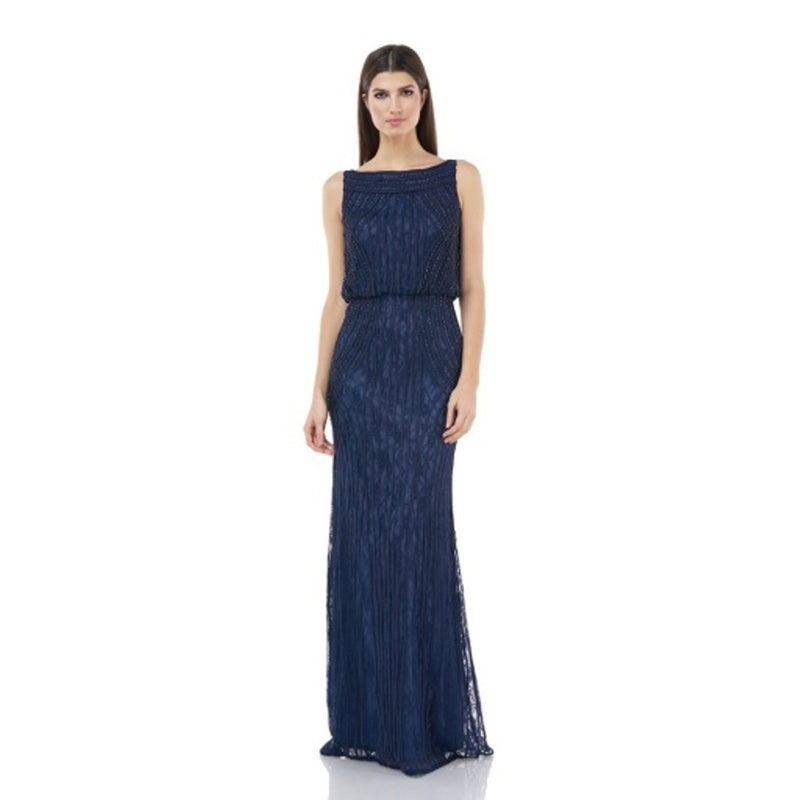 JS Collections - Womens Boat Neck Blouson Bead Dress