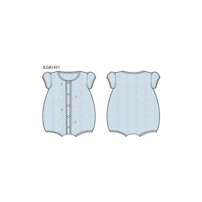 Janie and Jack - Baby G S X Blue Bird Floral Embrd Short Sleeve Bubble Sprbk
