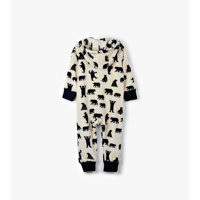 Little Blue House - Black Bears Kids Hooded Fleece Jumpsuit
