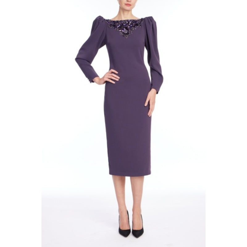 Badgley Mischka - Womens Beaded Yoke Sheath