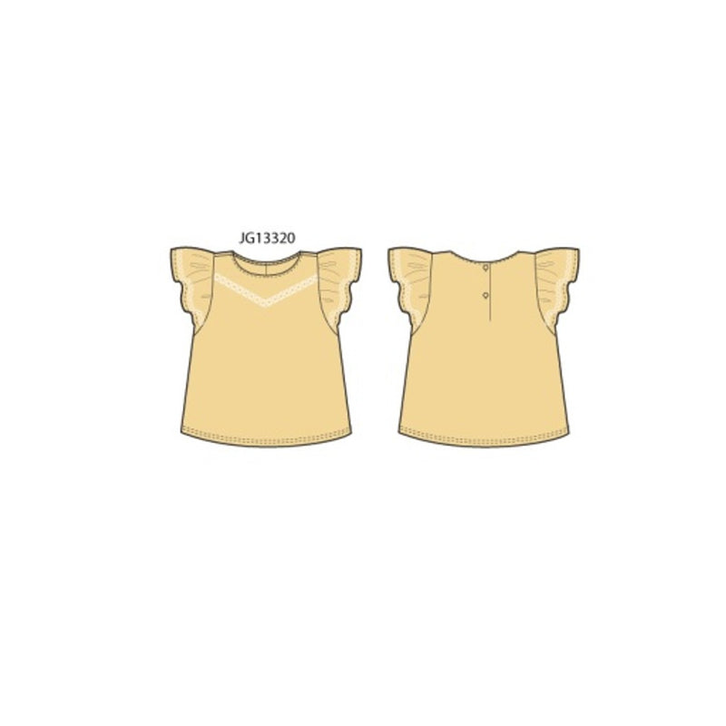 Janie and Jack - Girls K Ylw Yoke Trim Top Sm1