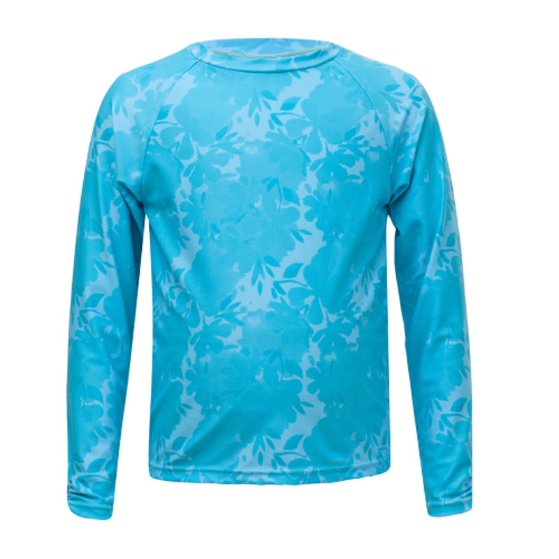 Snapper Rock - Girls Blue Leaf Long Sleeve Rash Top