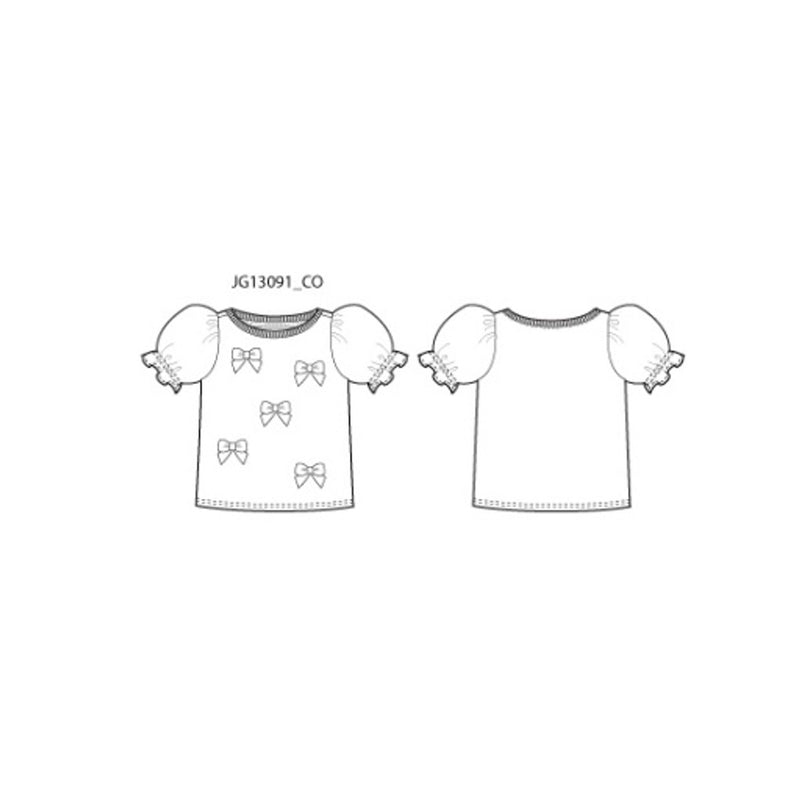 Janie and Jack - Girls K Wht 3d Bow Short Sleeve Top Spbas