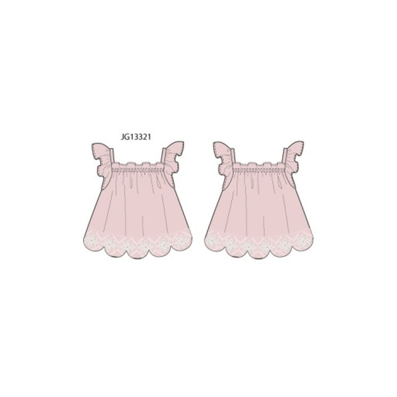 Janie and Jack - Girls with Pnk Emb Scallop Top Sm2