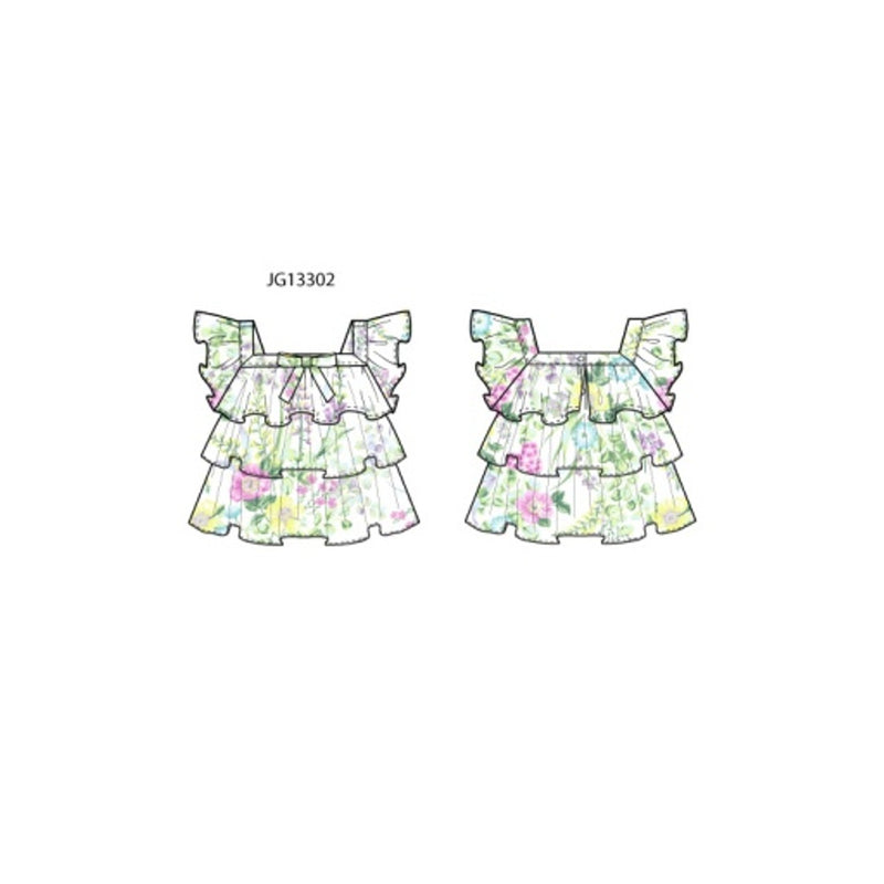 Janie and Jack - Girls with X Multi Flrl Tier Sl Top Spbk