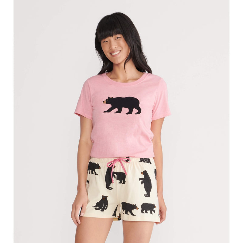 Little Blue House - Bear on Pink Womens Pajama Tee
