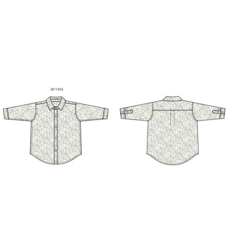 Janie and Jack - Boys with Es Long Sleeve Bunny Floral Poplin Shirt E1