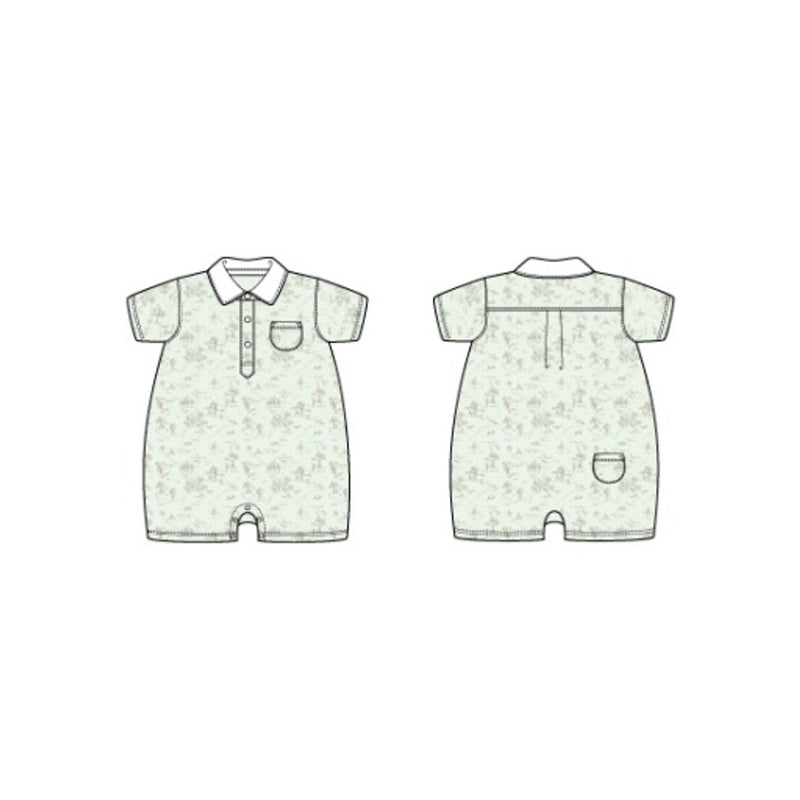 Janie and Jack - B K Green Pooh Map Toile Polo Romper Spr Disney Pooh