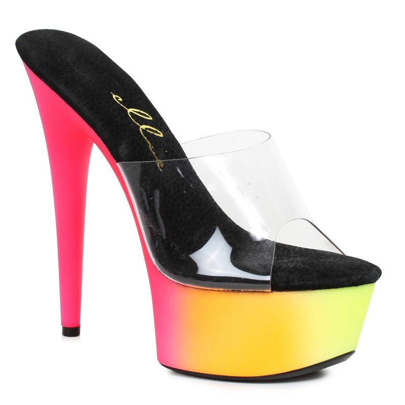 Ellie Shoes - 6 Inch Rainbow Design Neon Mule