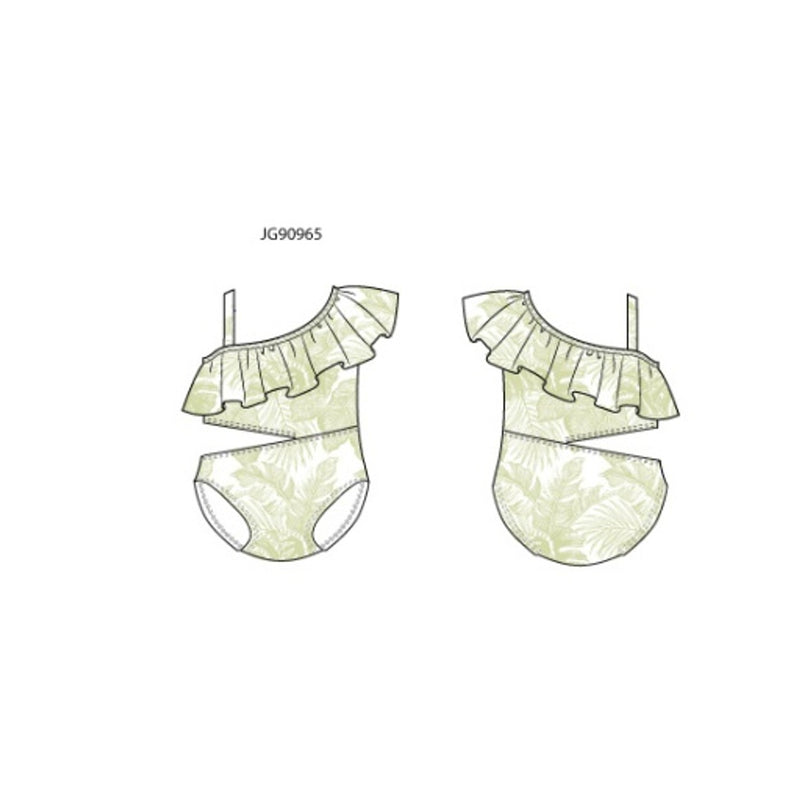 Janie and Jack - Girls K Grn Palm Cutout 1pc Swim Sm1