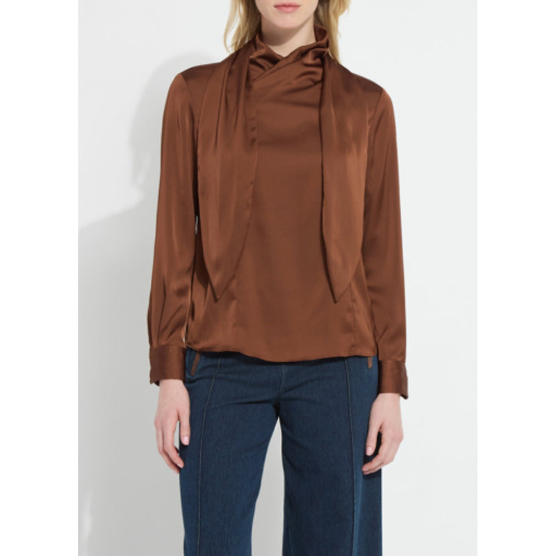 Lysse - Womens Johanna Satin Scarf Neck Blouse
