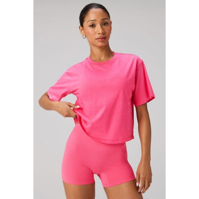 Fabletics - Womens 100% Cotton Boxy Tee - Peony Pop