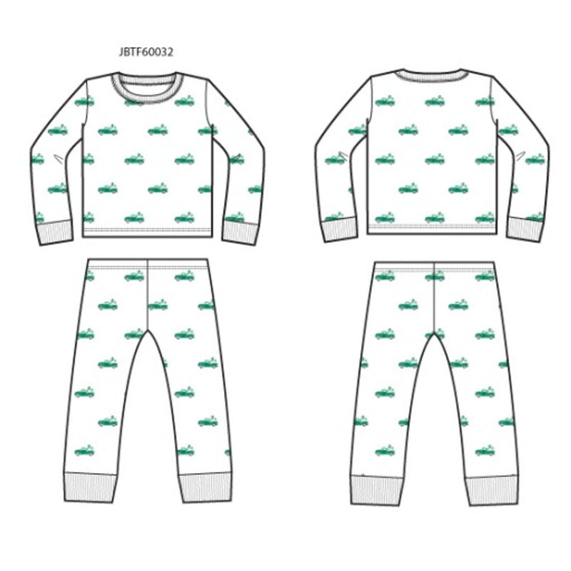 Janie and Jack - K Long Sleeve Shamrock Truck Sleep Sb1 E1