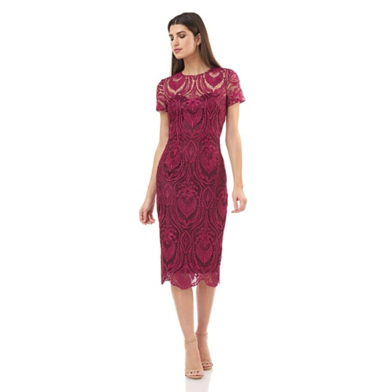 JS Collections - Womens Scallop Midi Illusion Dress