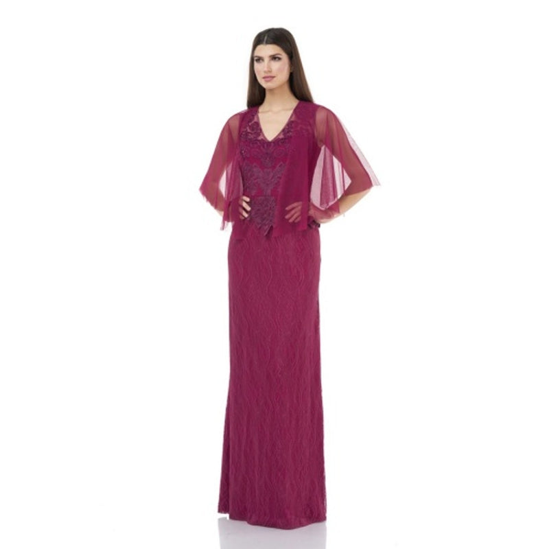 JS Collections - Womens Beaded V-Neck Mermaid Gown