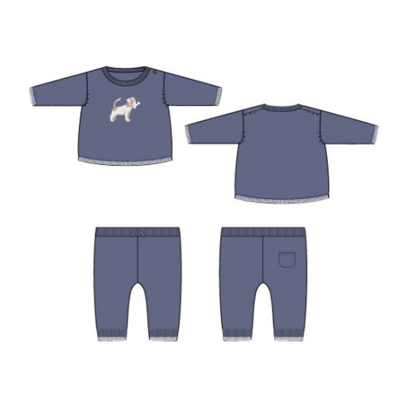 Janie and Jack - B S Navy Dog Sweater/Pant Set Sp1