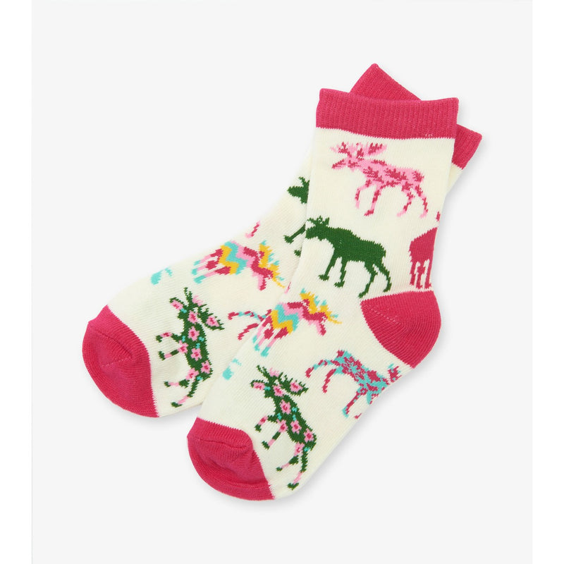 Little Blue House - Patterned Moose Kids Crew Socks