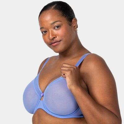 Ariela - Womens Sheer Mesh Unlined Bra - Denim Blue