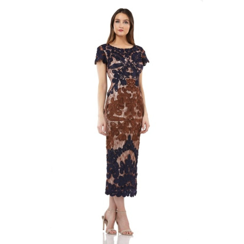 JS Collections - Womens Two-Tone Soutache Midi - Navy/Copper