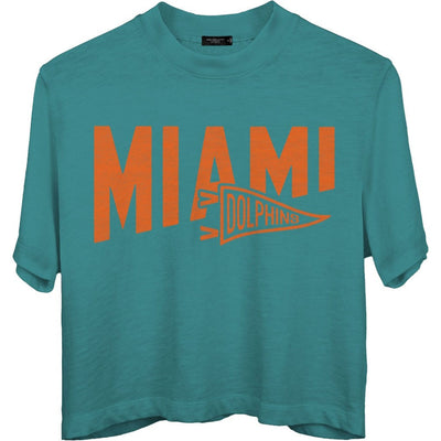 Junk Food - Womens Dolphins Dual Threat Mock Crop T-Shirt