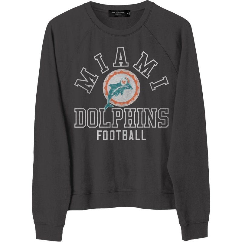Junk Food - Womens Dolphins Flocked Raglan Crew Top