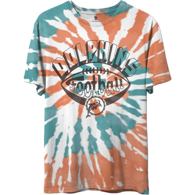 Junk Food - Unisex Dolphins Football Tie Dye Short Sleeve T-Shirt