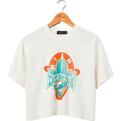 Junk Food - Womens Dolphins Short Sleeve Mock Neck Crop T-Shirt