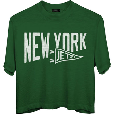Junk Food - Womens Jets Dual Threat Mock Crop T-Shirt