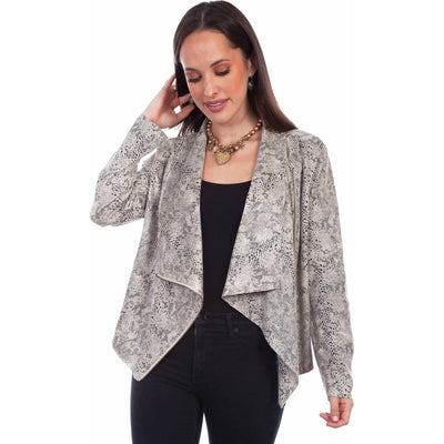 Scully - Womens Zip Drape Cross Over Jacket — Beige/Snake