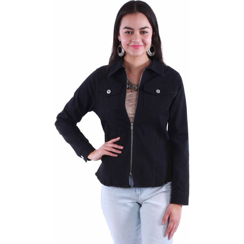 Scully - Womens Zip Front Denim Jacket — Black