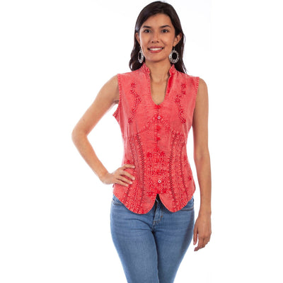 Scully - Womens Sleeveless Blouse Peruvian Cotton — Brick