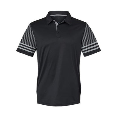 Adidas - Mens A490 Striped Sleeve Polo — Black/Grey Three