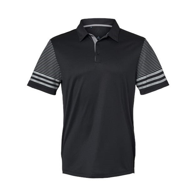Adidas - Mens A490 Striped Sleeve Polo — Black/Grey Three