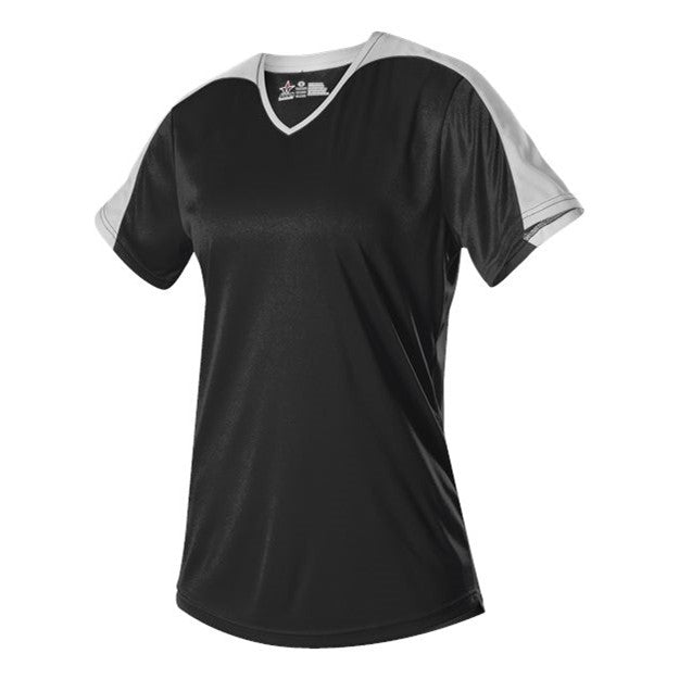 Alleson Athletic - Womens 558Vw Vneck Fastpitch Jersey — Black/White