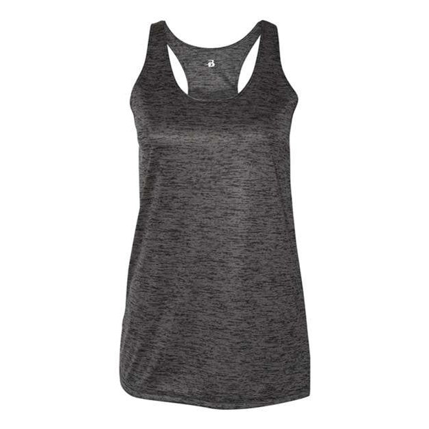 Badger - Womens 4161 Tonal Blend Racerback Tank Top — Black Tonal Blend
