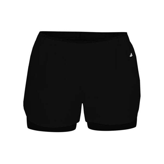 Badger - Womens 6150 Double Up Shorts — Black/Black