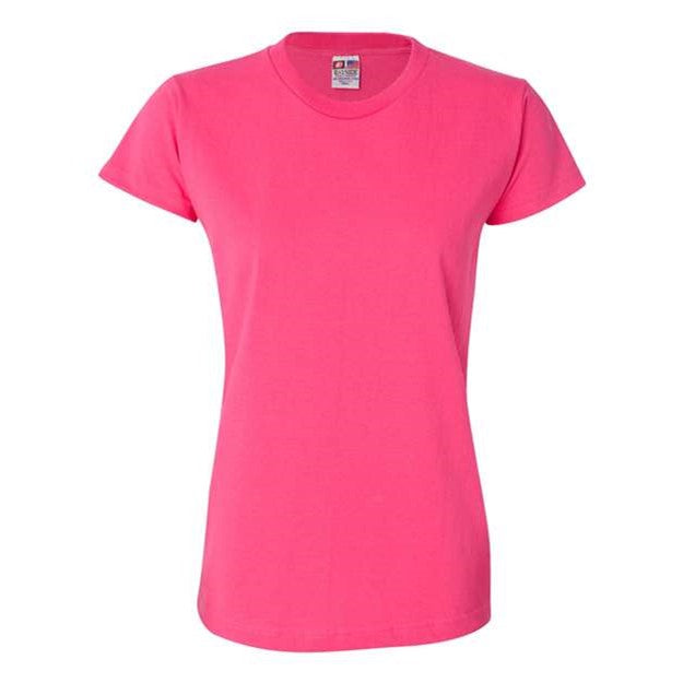 Bayside - Womens 3325 Usa-Made Short Sleeve T-Shirt — Bright Pink