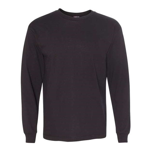 Bayside - Mens 5060 Usa-Made 100% Cotton Long Sleeve T-Shirt — Black