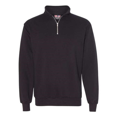 Bayside - Mens 920 Usa-Made Quarter-Zip Pullover Sweatshirt — Black