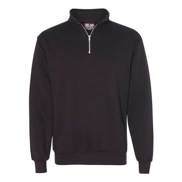 Bayside - Mens 920 Usa-Made Quarter-Zip Pullover Sweatshirt — Black