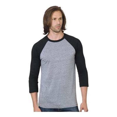 Bayside - Mens 9525 Triblend Three-Quarter Sleeve Raglan Tee — Athletic Grey/Black