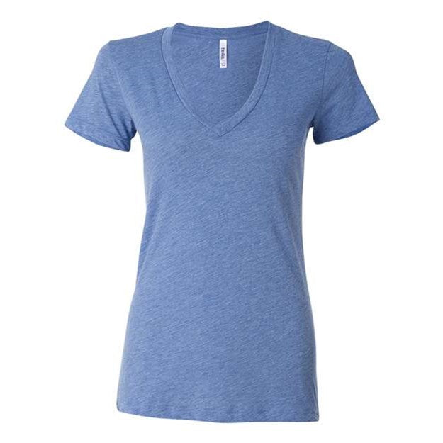 Bella + Canvas - Womens 8435 Triblend Deep V-Neck Tee — Blue Triblend
