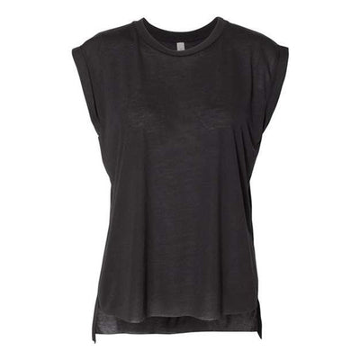 Bella + Canvas - Womens 8804 Flowy Rolled Cuffs Muscle Tee — Black