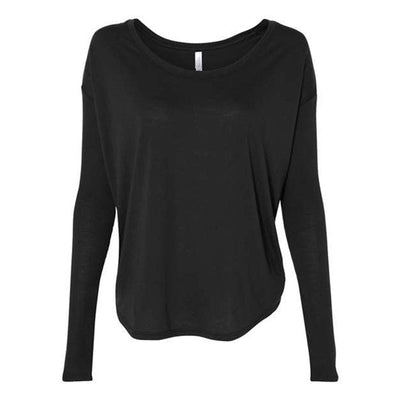 Bella + Canvas - Womens 8852 Flowy 2X1 Ribbed Long Sleeve Tee — Black