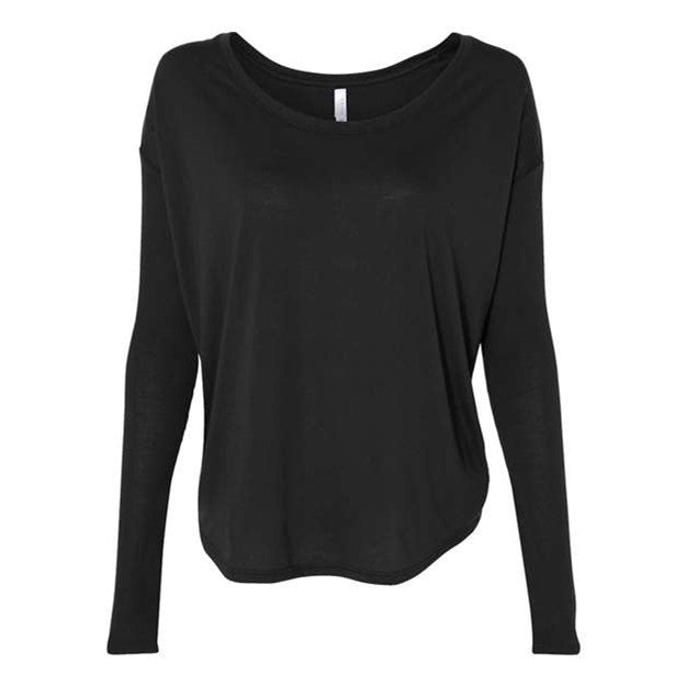 Bella + Canvas - Womens 8852 Flowy 2X1 Ribbed Long Sleeve Tee — Black